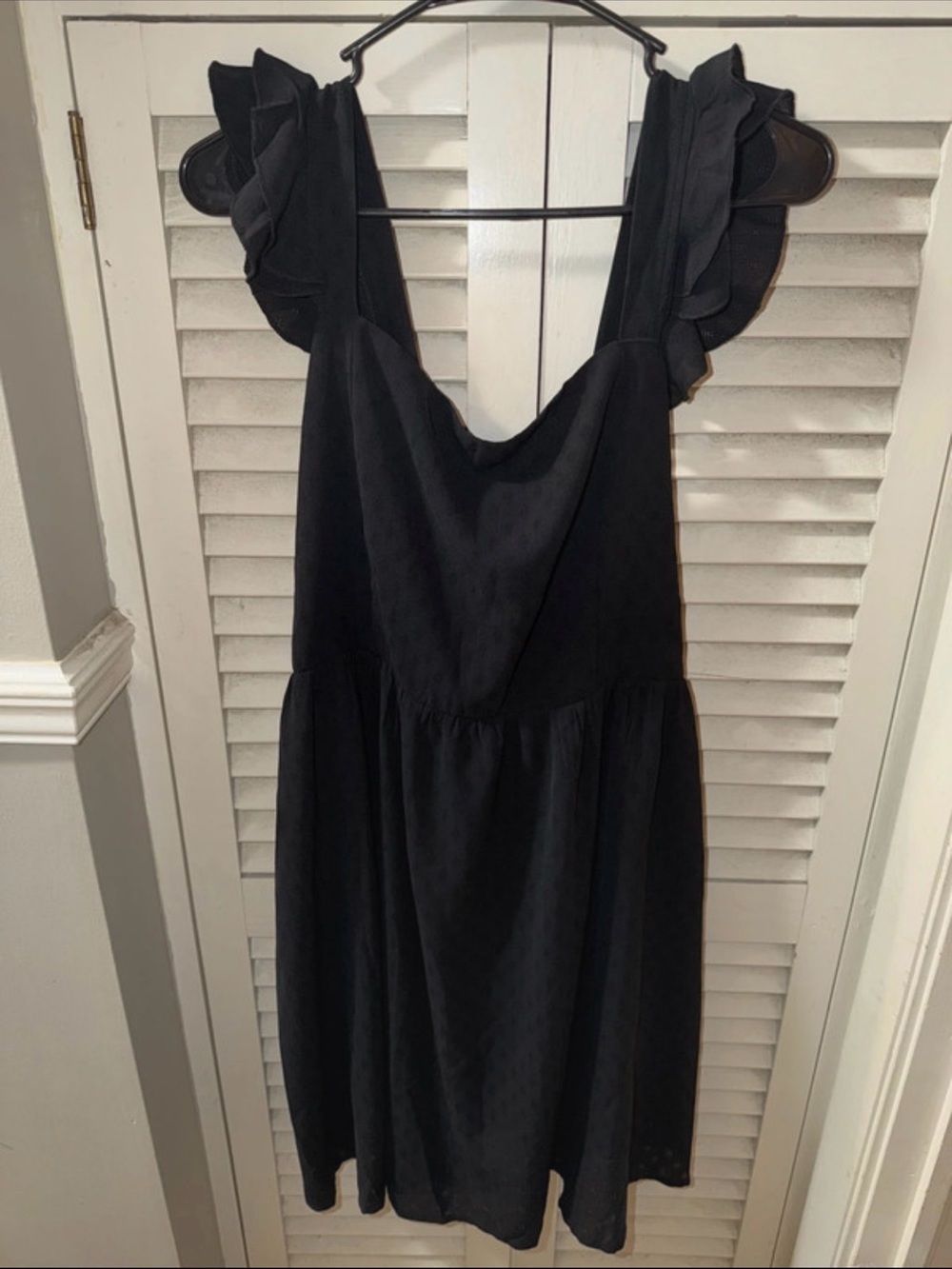 SHEIN Black Ruffle Strap Mini Dress